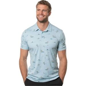 Travis Mathew Sky Blue Going Rogue Golf Polo Shirt M